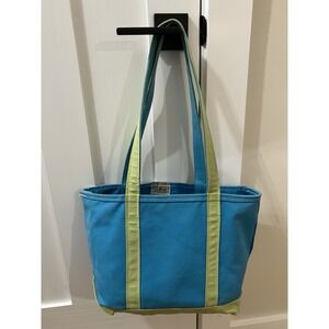 LL Bean 90's Boat & Tote Blue Green Heavy Canvas Bag Distressed Original Owner
